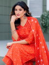 Orange Colour Cotton Blend With Print Kurti With Pant Dupatta Wholesale Price In Surat Aaradhna 2029